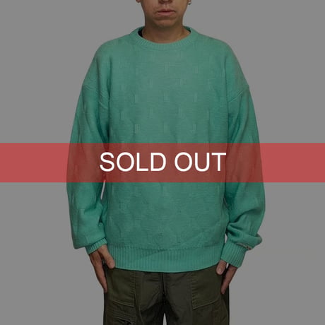 【USED】80's ellesse KNIT SWEATER EMERALD GREEN MADE IN ITALY