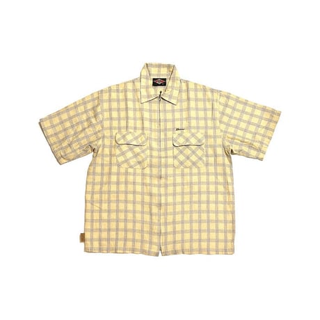 【USED】90'S-00'S BEAR USA S/S CHECK ZIP SHIRT