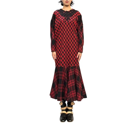 【USED】80'S JESSICA McCLINTOCK CHECK DRESS
