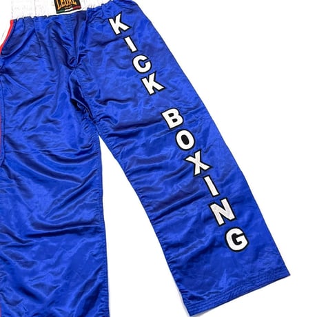 【USED】00's LEONE Italy "KICK BOXING" SATIN WIDE FIGHT PANTS