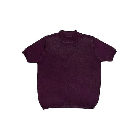 【USED】70'S-80'S BURGUNDY S/S BOTTLE KECK KNIT