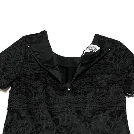 【USED】70'S Sheri Martin BLACK LACE DRESS