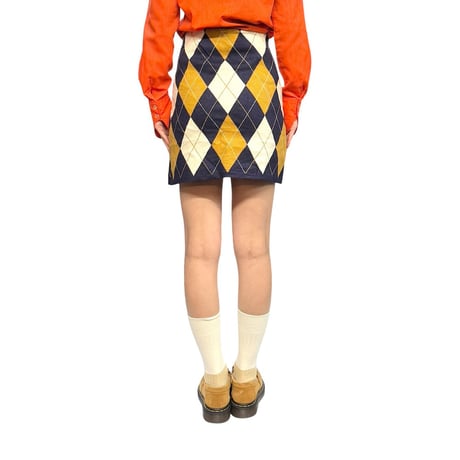 【USED】00's ARGYLE KNIT MINI SKIRT
