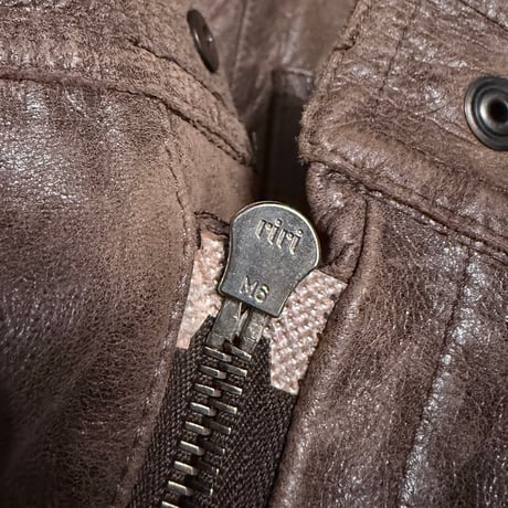 【USED】00's Leather & Rib-Knit Hybrid Zip Jacket Made in Italy