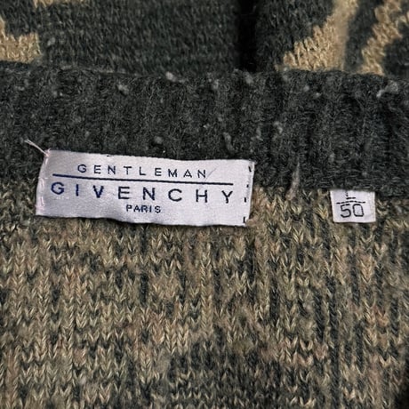 【USED】90's GIVENCHY GENTLEMAN Mohair Wool Pattern Cardigan