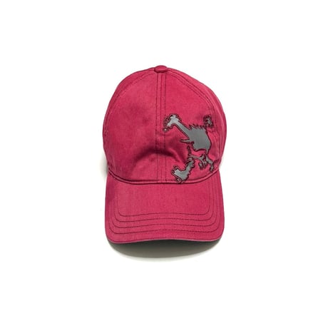 【USED】00's OAKLEY Skull Icon Distressed Red Cap