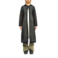 【USED】90'S espressa MESH HOODED LONG COAT