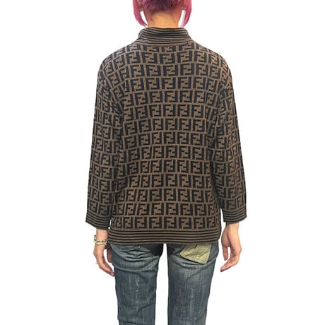 【USED】80'S-90'S FENDI ZUCCA MONOGRAM HI-NECK SWEATER