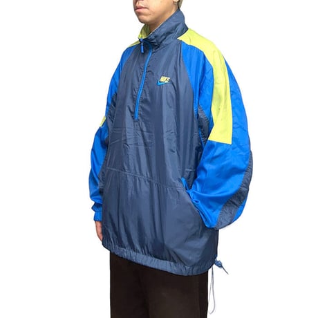 【USED】90'S NIKE HALF ZIP NYLON JACKET BLUE × YELLOW