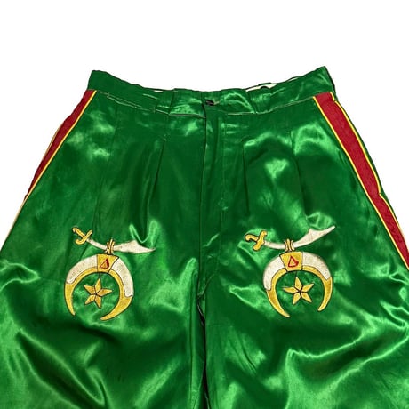 【USED】50's Shriner SATIN PARADE PANTS GREEN