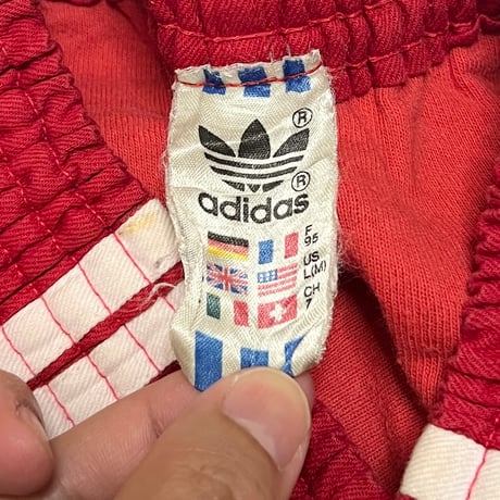 【USED】80's adidas RUNNING COTTON SHORTS RED MADE IN WEST-GERMANY