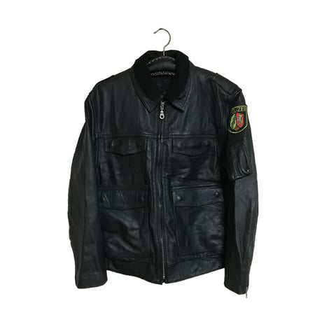【USED】GERMAN POLICE LEATHER JACKET BLACK