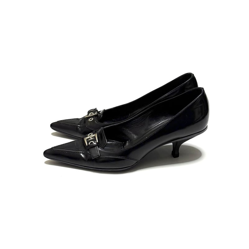 USED】00's PRADA Pointed-Toe Kitten Heel Pumps