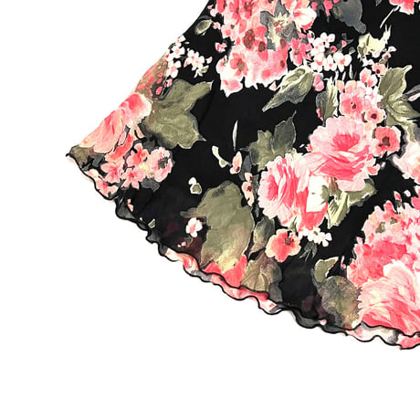 【USED】00's WATERCOLOR FLOWER PATTERN CIFFON SKIRT