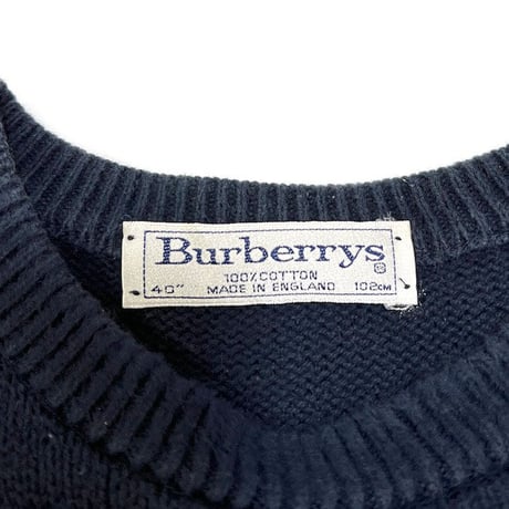 【USED】90'S BURBERRYS COTTON KNIT SWEATER NAVY