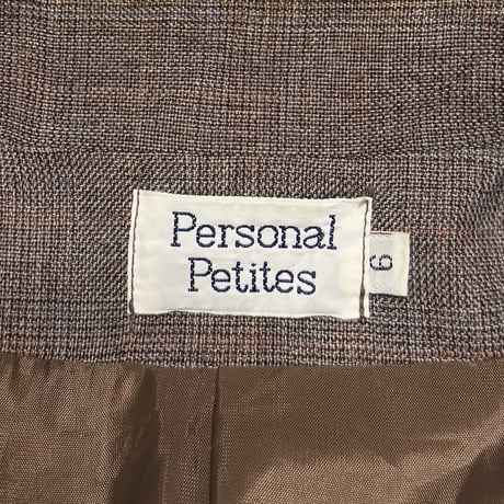 【USED】90's Personal Petites Tailored Jacket Mixed Grey Brown with Sharp Lapel