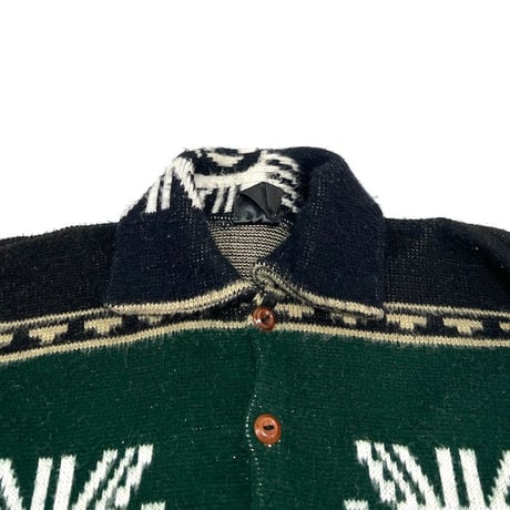 【USED】90'S ECUADOR WOOD BUTTON KNIT CARDIGAN