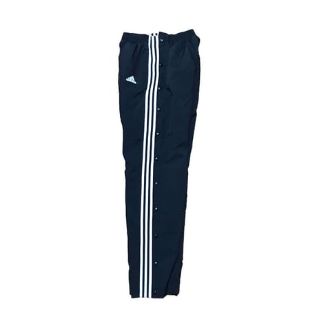【USED】90'S  ADIDAS SIDE SEAM SLITS WITH SNAP BUTTON NYLON TRACK PANTS BLACK