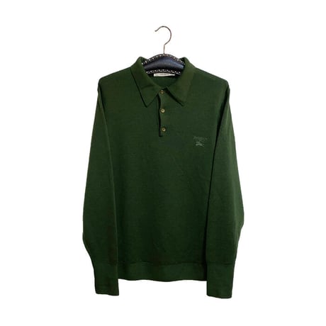 【USED】90'S BURBERRYS PURE WOOL L/S POLO SHIRT