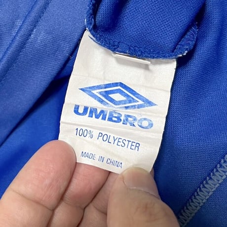 【USED】90'S OLD UMBRO MOCK NECK FOOTBALL T-SHIRT BLUE