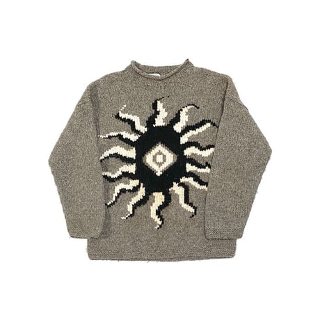 【USED】00'S ECUADOR MADE HAND KNIT WOOL SWEATER