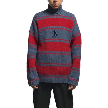 【USED】90'S CK CALVIN KLEIN JEANS HI-NECK WOOL SWEATER