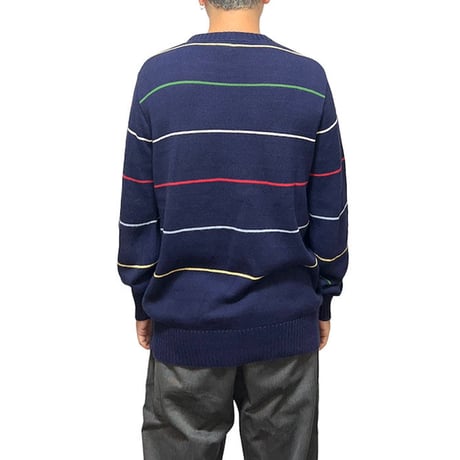 【USED】90'S LANDS' END BORDER COTTON KNIT SWEATER MADE IN U.S.A.