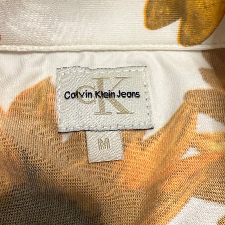 【USED】00's CK Calvin Klein Jeans Sunflower Button-Up Shirt Made in Italy