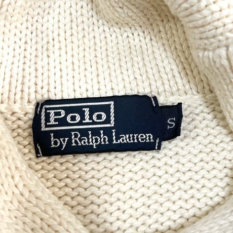 【USED】90'S POLO BY RALPH LAUREN SHAWL COLLAR COTTON SWEATER