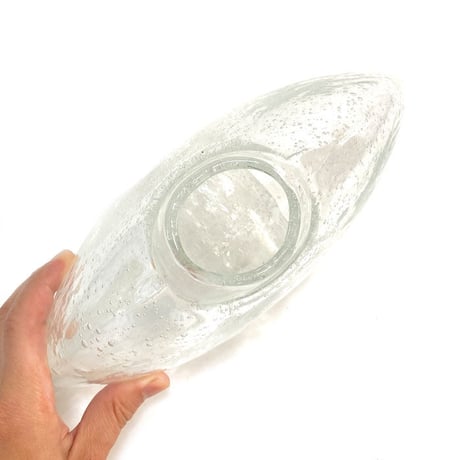 【USED】VINTAGE GLASS DOUNUT FLOWER VASE