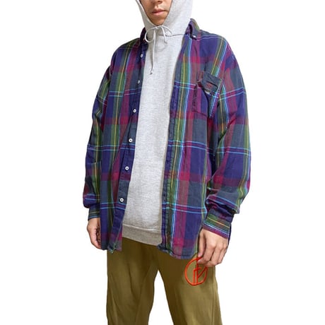 【USED】80'S STUSSY CHECK B.D. SHIRT