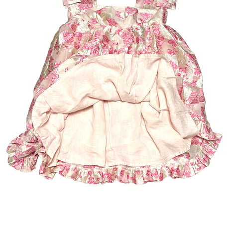 【USED】80'S PINK BOTANICAL JACQUARD TUNIC DRESS