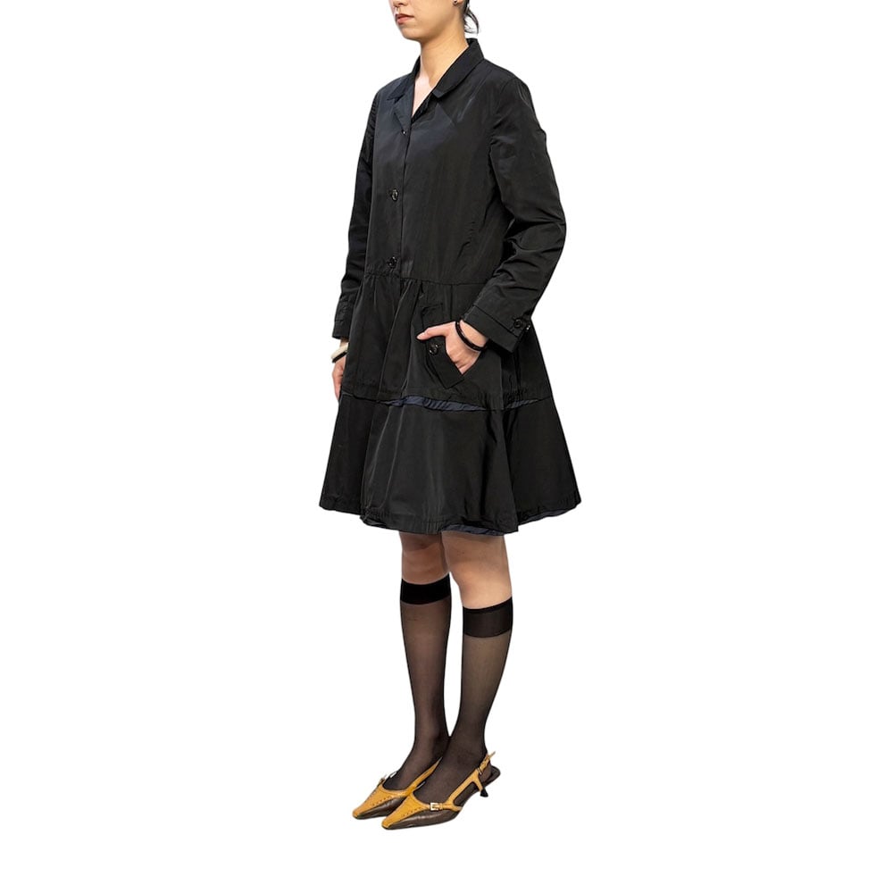 MIU MIU ブラック コート USED】00's miu miu Tiered Peplum Silk Blend Dre