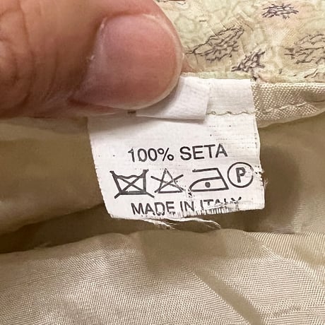 【USED】80's SILK ORGANDY FLOWER PATTERN SKIRT BEIGE ITALY