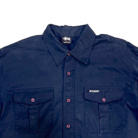 【USED】00'S STUSSY SURPLUS(?) BOX PLEATED FLAP POCKETS SHIRT