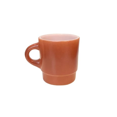 【USED】60's-70's ANCHOR HOCKING FIRE KING STACKABLE MILK MUG BROWN