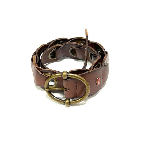 【USED】90'S-00'S ITALIAN VINTAGE SNAKE-LIKE LEATHER BELT