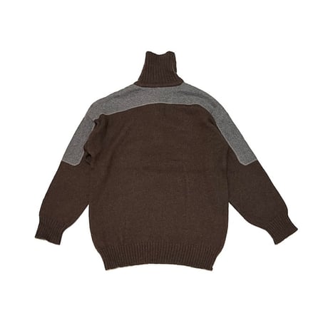 【USED】90's ARMANI JEANS TECHNO KANGAROO POCKET HI-NECK WOOL KNIT SWEATER