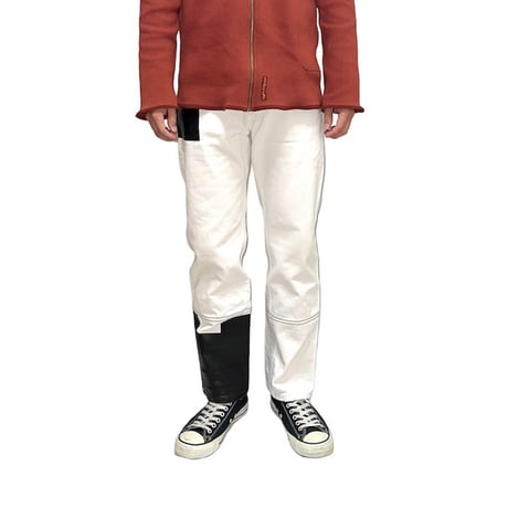 【USED】HELMUT LANG 2003SS VINTAGE BROKEN WHITE DENIM PANTS with RUBBER TAPE