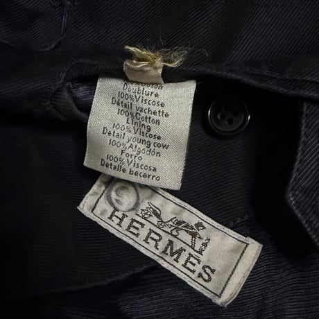 【USED】90's-00's HERMÈS Distressed French Workwear Style Peacoat Made in France