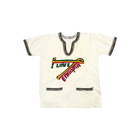 【USED】80's "I LOVE ETHIOPIA" Embroidered Tunic