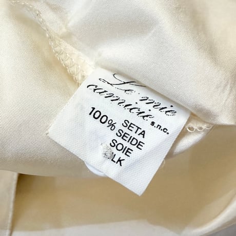 【USED】90's lemiecamicie Ruched Sleeve Silk Satin Blouse (Made in Italy)