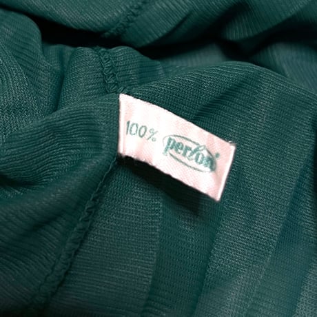 【USED】60's-70's Perlon LINGERIE SLIP DRESS GREEN BLACK LACE