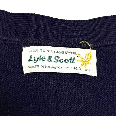 【USED】80's Lyle & Scott Scottish Lambswool Cardigan Navy
