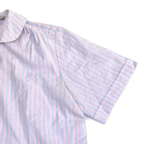 【USED】80'S DENIS MATERNE PETER PAN COLLAR S/S STRIPE SHIRT