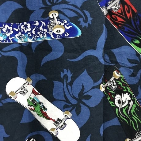 【USED】90'S SKATEBOARD PATTERN ALOHA SHIRT