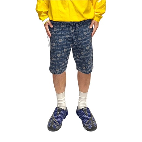 【USED】00's ALBA ROSA MY TANE All-Over Print Denim Shorts