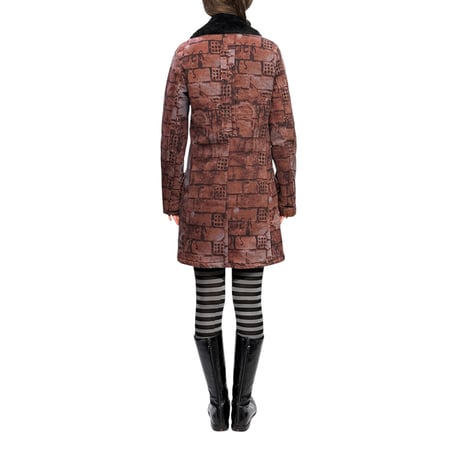 【USED】Gaultier Jean’s 1997AW "Fight Racism" Brick-Print Faux Fur Coat