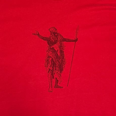 【USED】80's-90's Red Warrior Tribal Print T-shirt