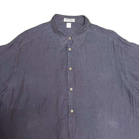 【USED】80's-90's GIORGIO ARMANI Le Collezioni Linen Half-Placket Pullover Shirt